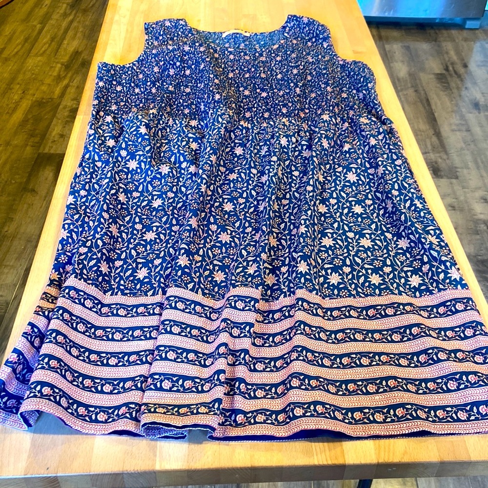 La Cera Blue Mixed Print 100% Cotton Plus Size Dress Made in India Size 2x